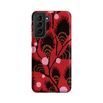 Black Peacock Flowers - E.a. Seguy Pochoir Phone Case Samsung Galaxy S21 Fe / Matte Red Phone Case Black Gold Floral Pattern Pink Peacock