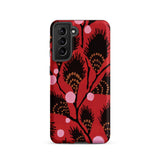Black Peacock Flowers - E.a. Seguy Pochoir Phone Case Samsung Galaxy S21 / Matte Red Phone Case Black Gold Floral Pattern Stylized Peacock