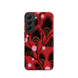 Black Peacock Flowers - E.a. Seguy Pochoir Phone Case Samsung Galaxy S22 / Matte Red Phone Case Black Pink Floral Pattern Stylized Peacock