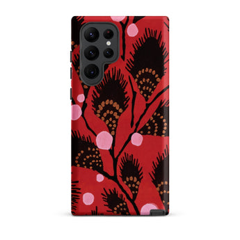 Black Peacock Flowers - E.a. Seguy Pochoir Phone Case Samsung Galaxy S22 Ultra / Matte Red Phone Case Black Pink Floral Pattern Stylized