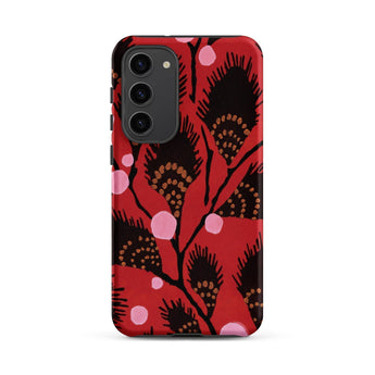 Black Peacock Flowers - E.a. Seguy Pochoir Phone Case Samsung Galaxy S23 Plus / Matte Red Phone Case Black Pink Floral Pattern Stylized