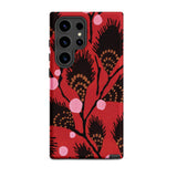 Black Peacock Flowers - E.a. Seguy Pochoir Phone Case Samsung Galaxy S24 Ultra / Matte Red Phone Case Black Gold Floral Pattern Stylized