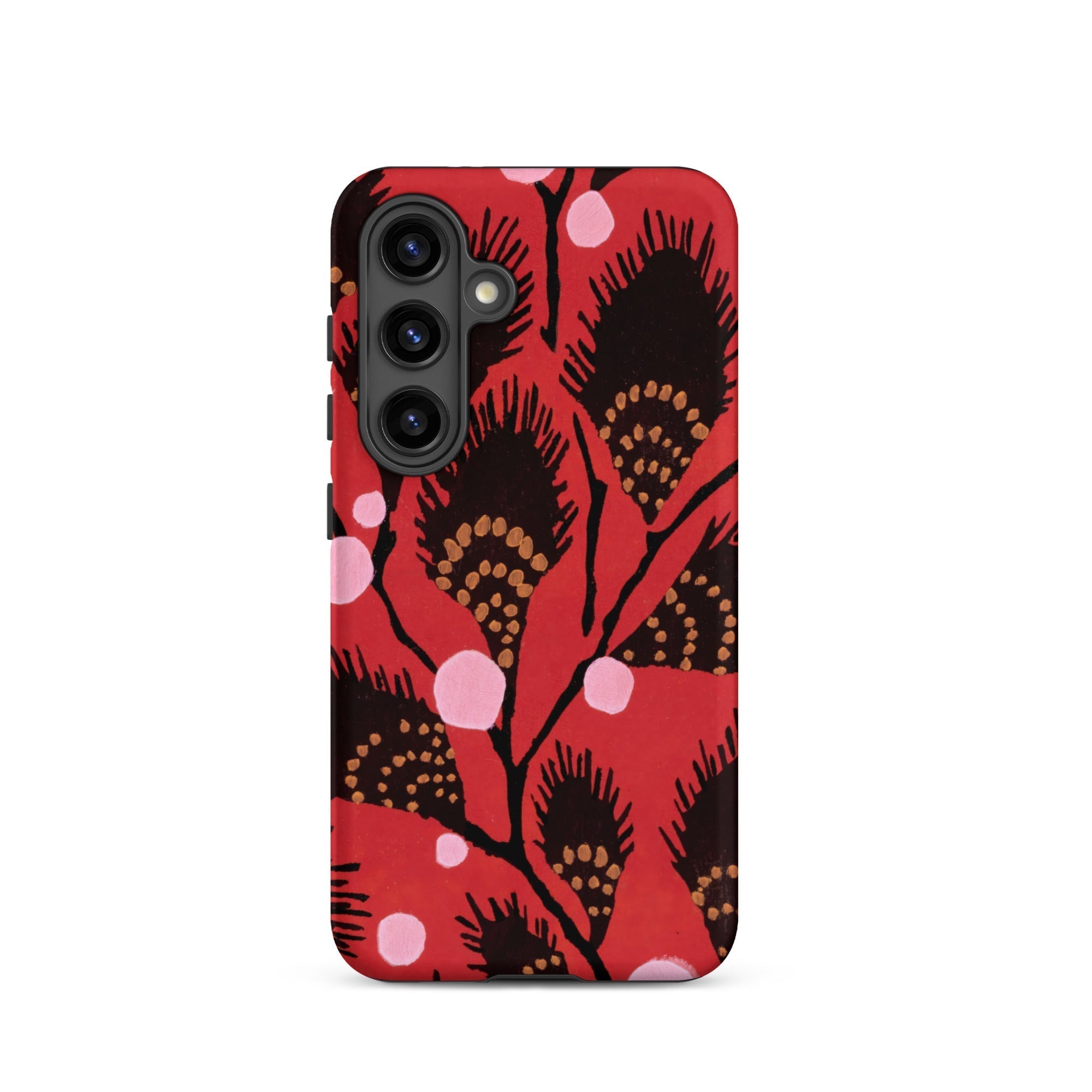 Black Peacock Flowers E.a. Seguy Pochoir Samsung Case, Galaxy S24 / Matte, Red Smartphone Case Black Gold Floral Pattern Pink