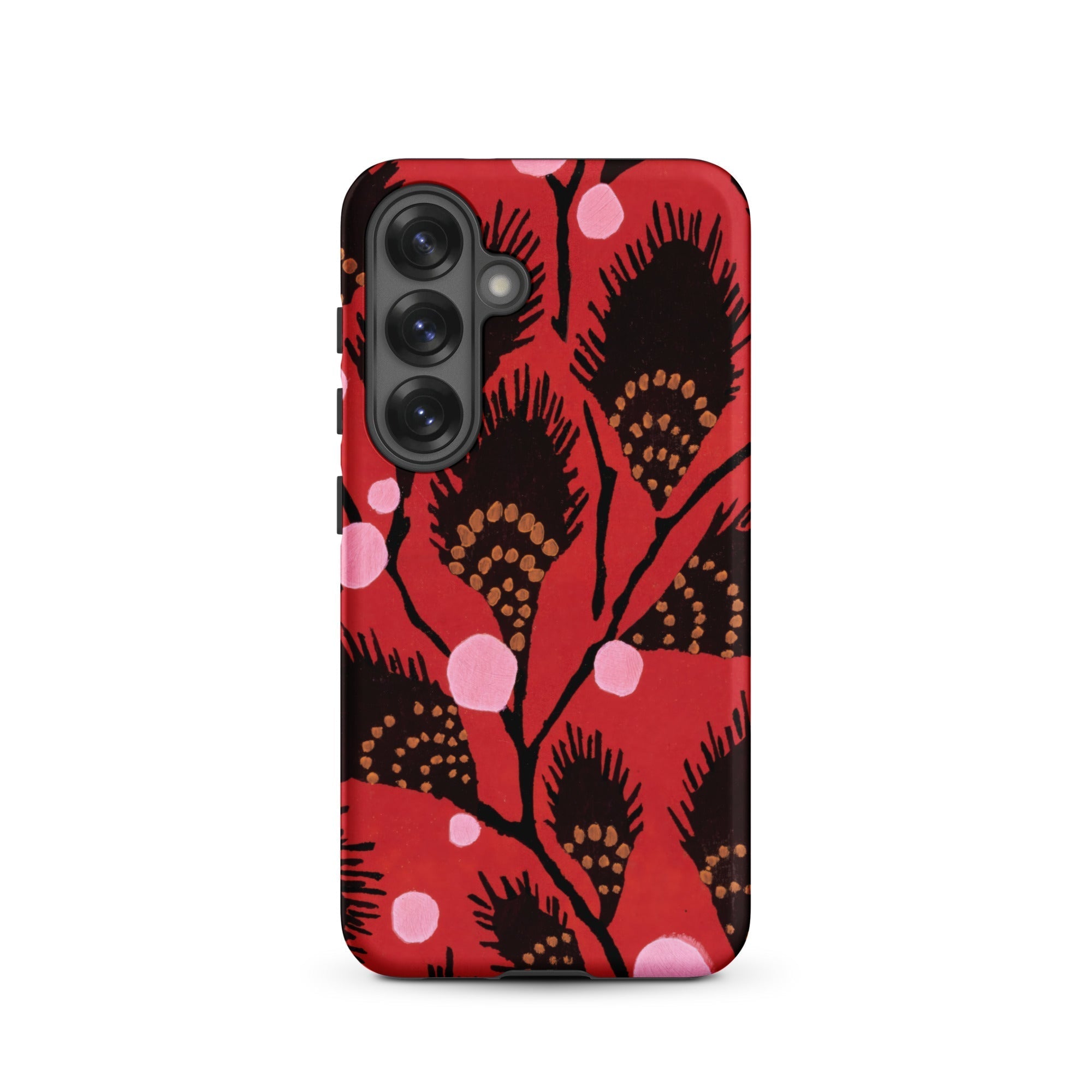 Black Peacock Flowers E.a. Seguy Pochoir Samsung Case, Galaxy S25 / Matte, Red Phone Case Black Gold Pink Floral Patterns