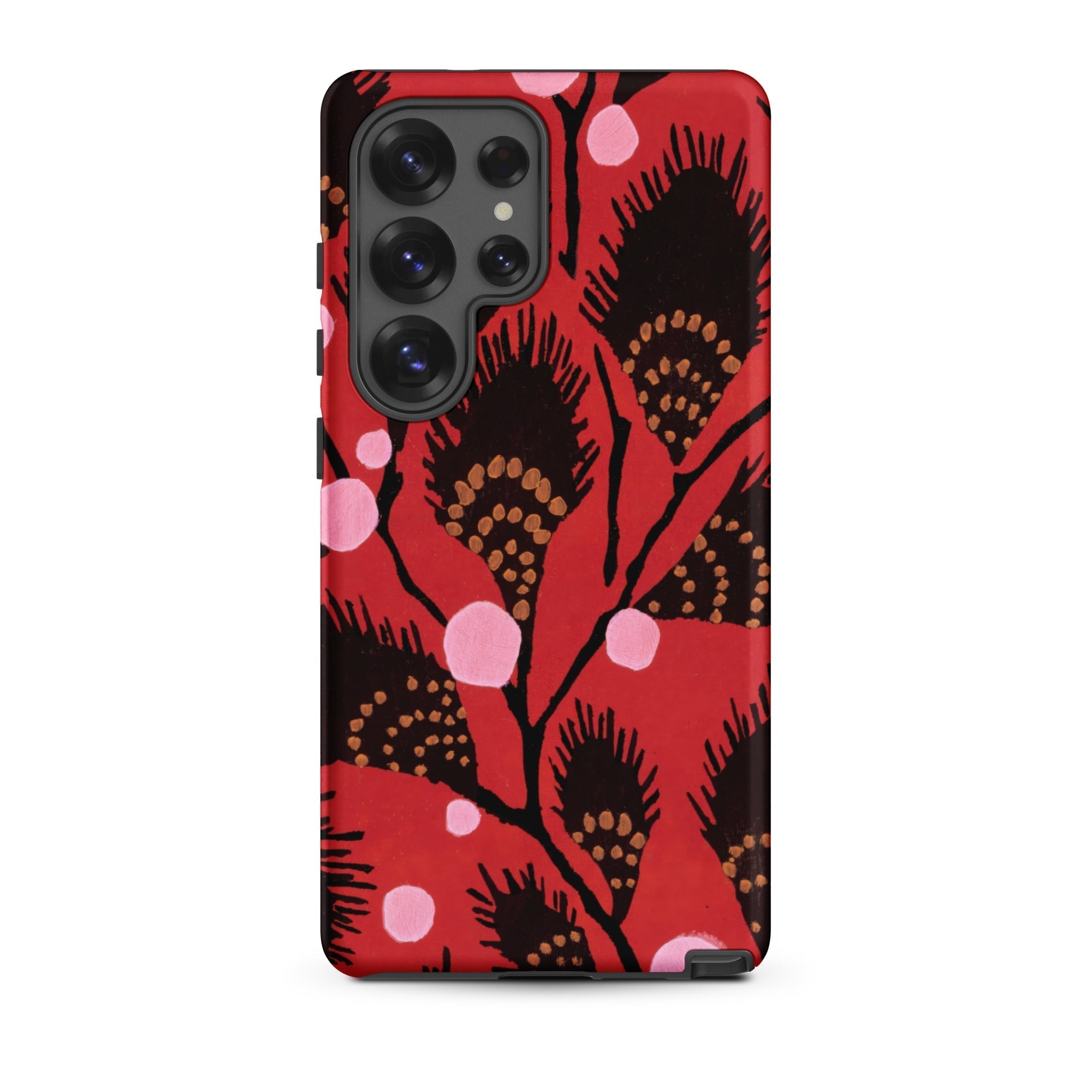 Black Peacock Flowers E.a. Seguy Pochoir Samsung Case, Galaxy S25 Ultra / Matte, Red Phone Case Black Gold Pink Floral Patterns