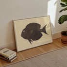 Black Surgeonfish Luigi Balugani Sea Life Art Print, 30x20’’ / 76x51cm / Unframed, Framed Black Fish Illustration Beige Background