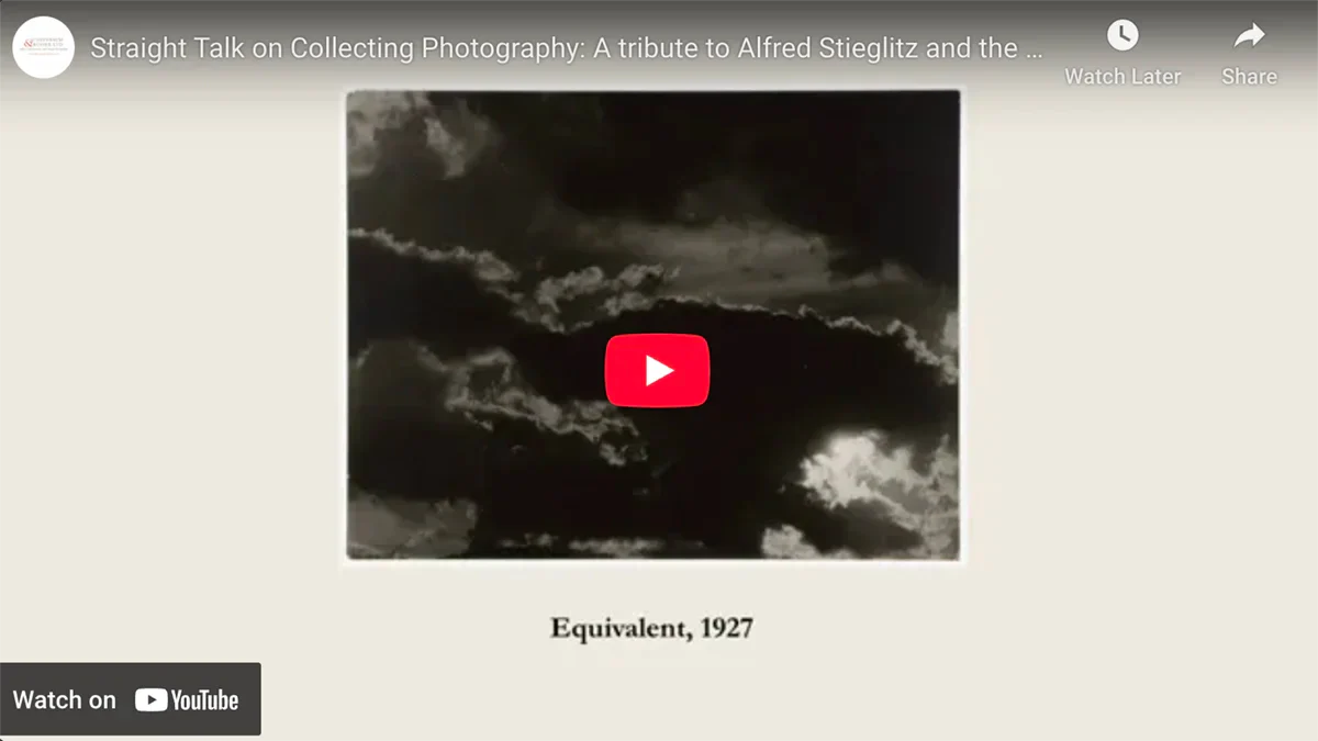 Black and white cloudscape photograph from the Alfred Stieglitz collection featuring Lake George