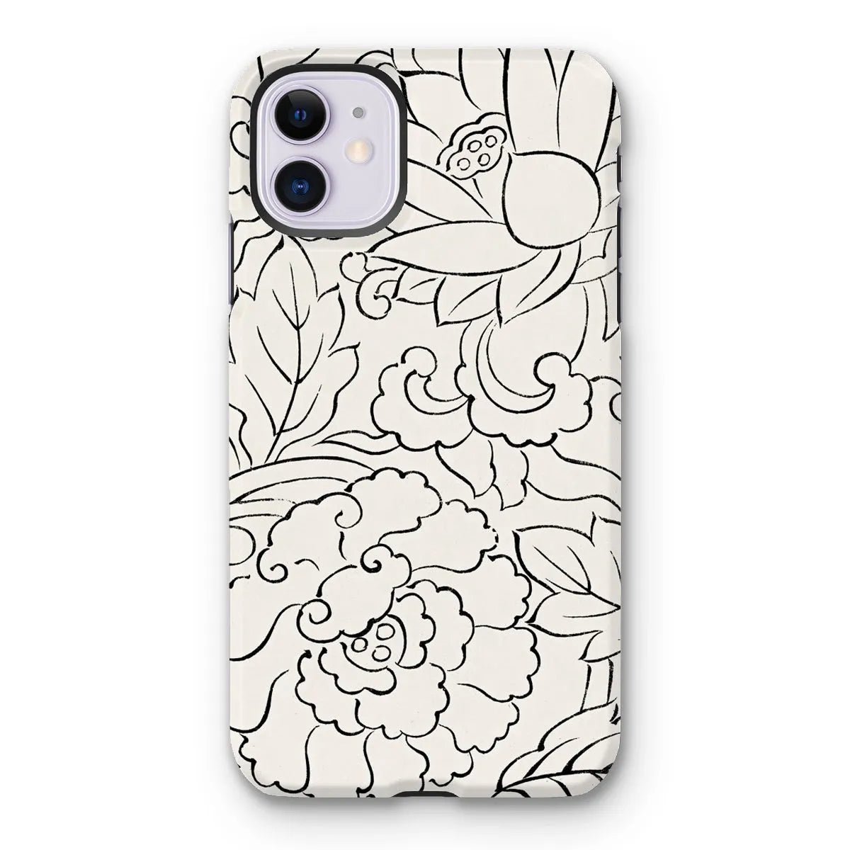 Black & White Floral Woodblock Print Phone Case - Taguchi Tomoki - Iphone 11 / Matte - Mobile Phone Cases - Aesthetic