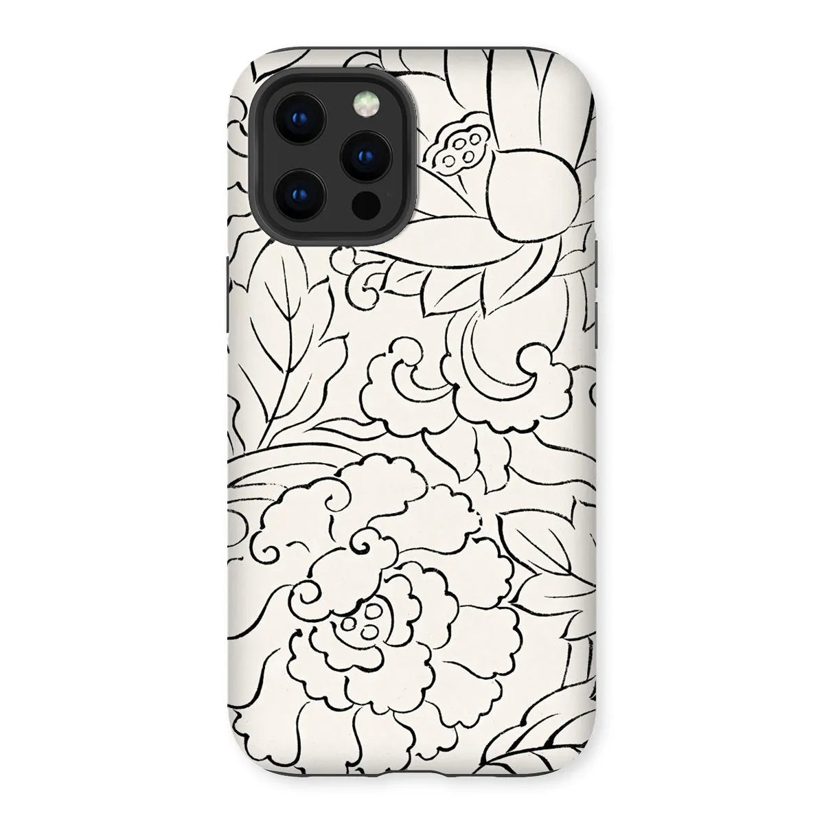 Black & White Floral Woodblock Print Phone Case - Taguchi Tomoki - Iphone 12 Pro Max / Matte - Mobile Phone Cases