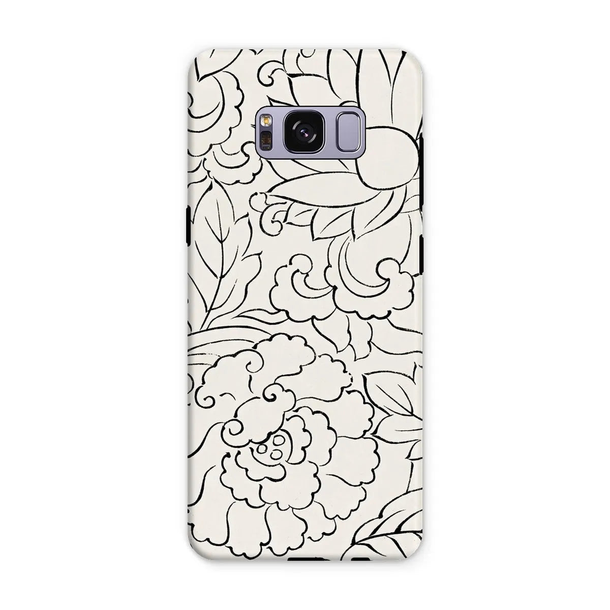 Black & White Floral Woodblock Print Phone Case - Taguchi Tomoki - Samsung Galaxy S8 Plus / Matte - Mobile Phone Cases