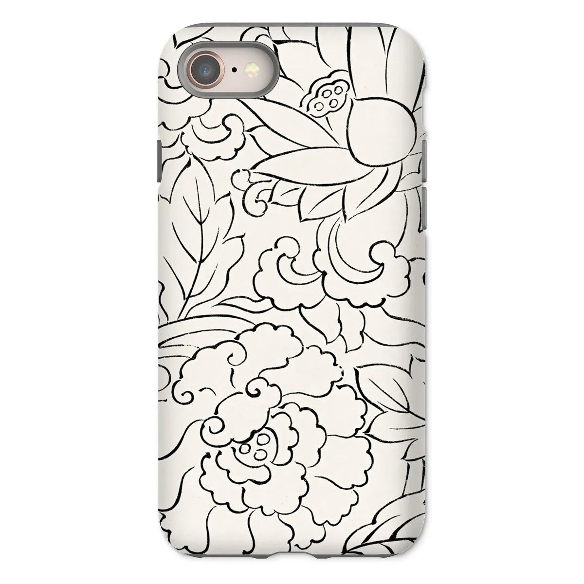 Black & White Floral Woodblock Print Phone Case - Taguchi Tomoki - Iphone 8 / Matte - Mobile Phone Cases - Aesthetic Art