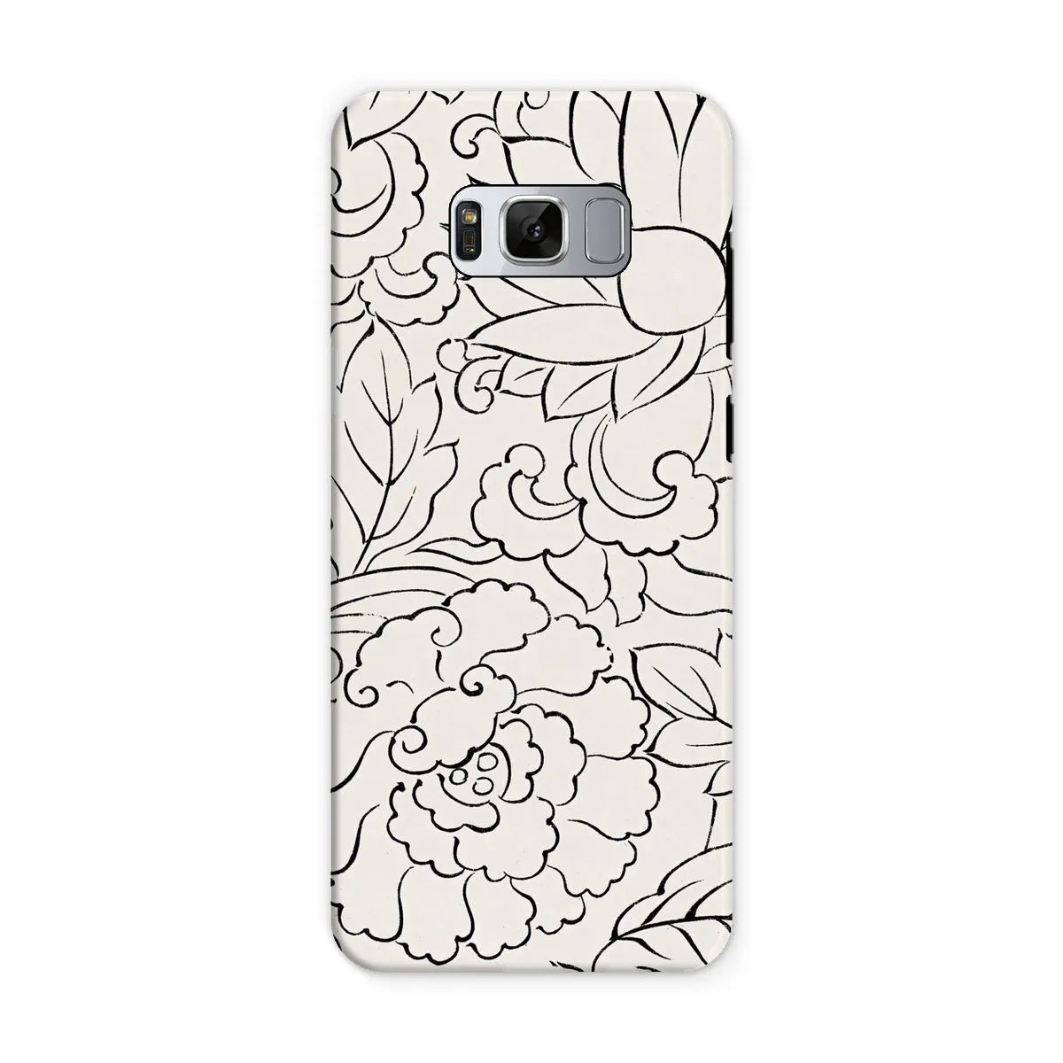 Black & White Floral Woodblock Print Phone Case - Taguchi Tomoki - Samsung Galaxy S8 / Matte - Mobile Phone Cases