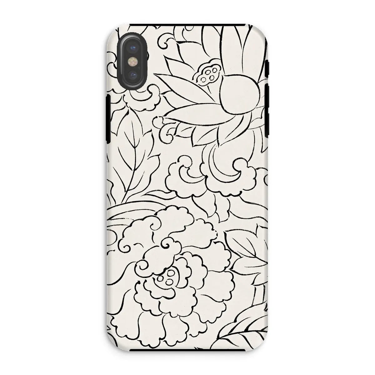 Black & White Floral Woodblock Print Phone Case - Taguchi Tomoki - Iphone Xs / Matte - Mobile Phone Cases - Aesthetic