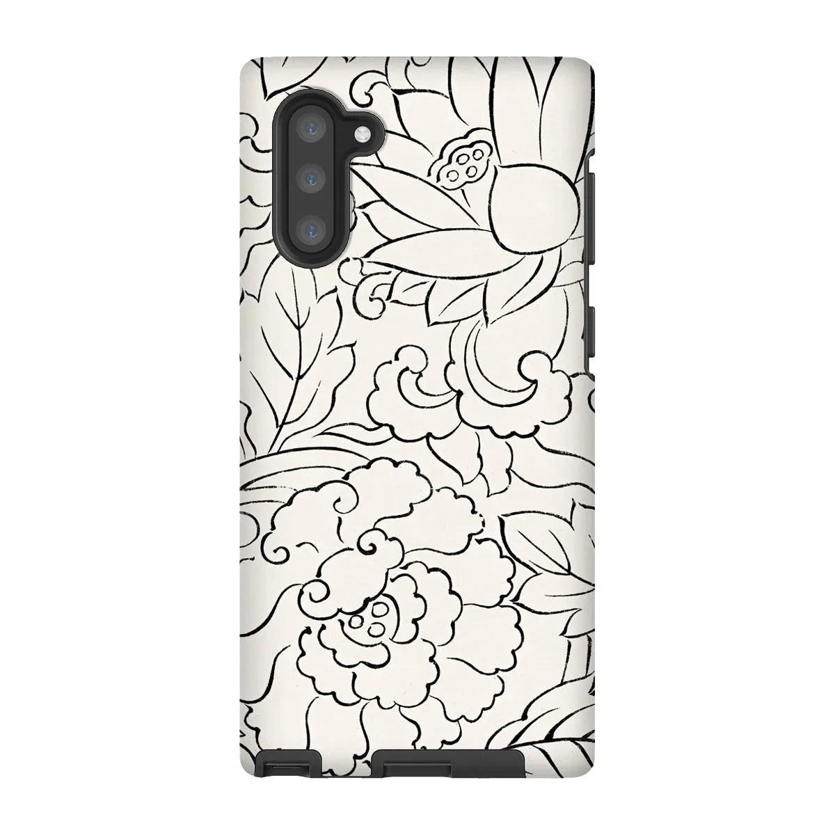 Black & White Floral Woodblock Print Phone Case - Taguchi Tomoki - Samsung Galaxy Note 10 / Matte - Mobile Phone Cases