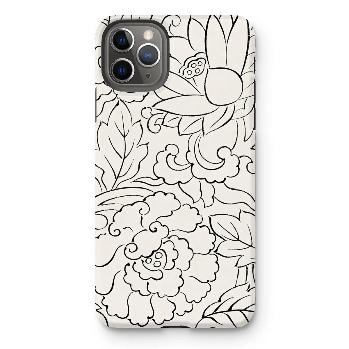 Black & White Floral Woodblock Print Phone Case - Taguchi Tomoki - Iphone 11 Pro Max / Matte - Mobile Phone Cases