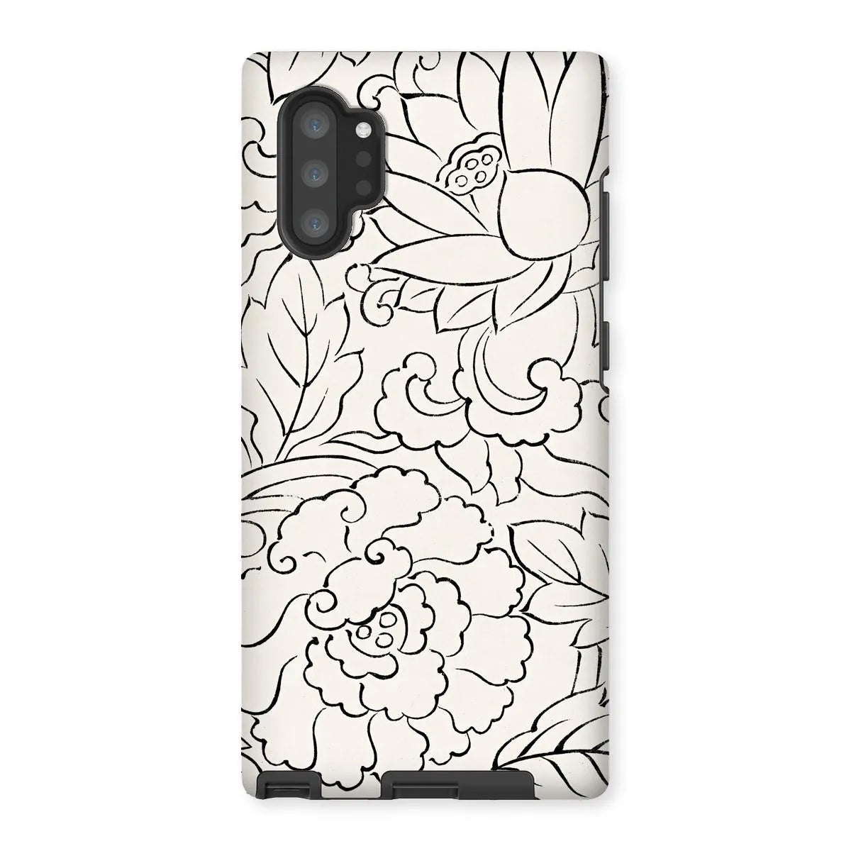 Black & White Floral Woodblock Print Phone Case - Taguchi Tomoki - Samsung Galaxy Note 10p / Matte - Mobile Phone Cases