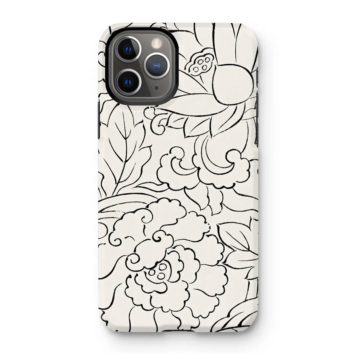 Black & White Floral Woodblock Print Phone Case - Taguchi Tomoki - Iphone 11 Pro / Matte - Mobile Phone Cases