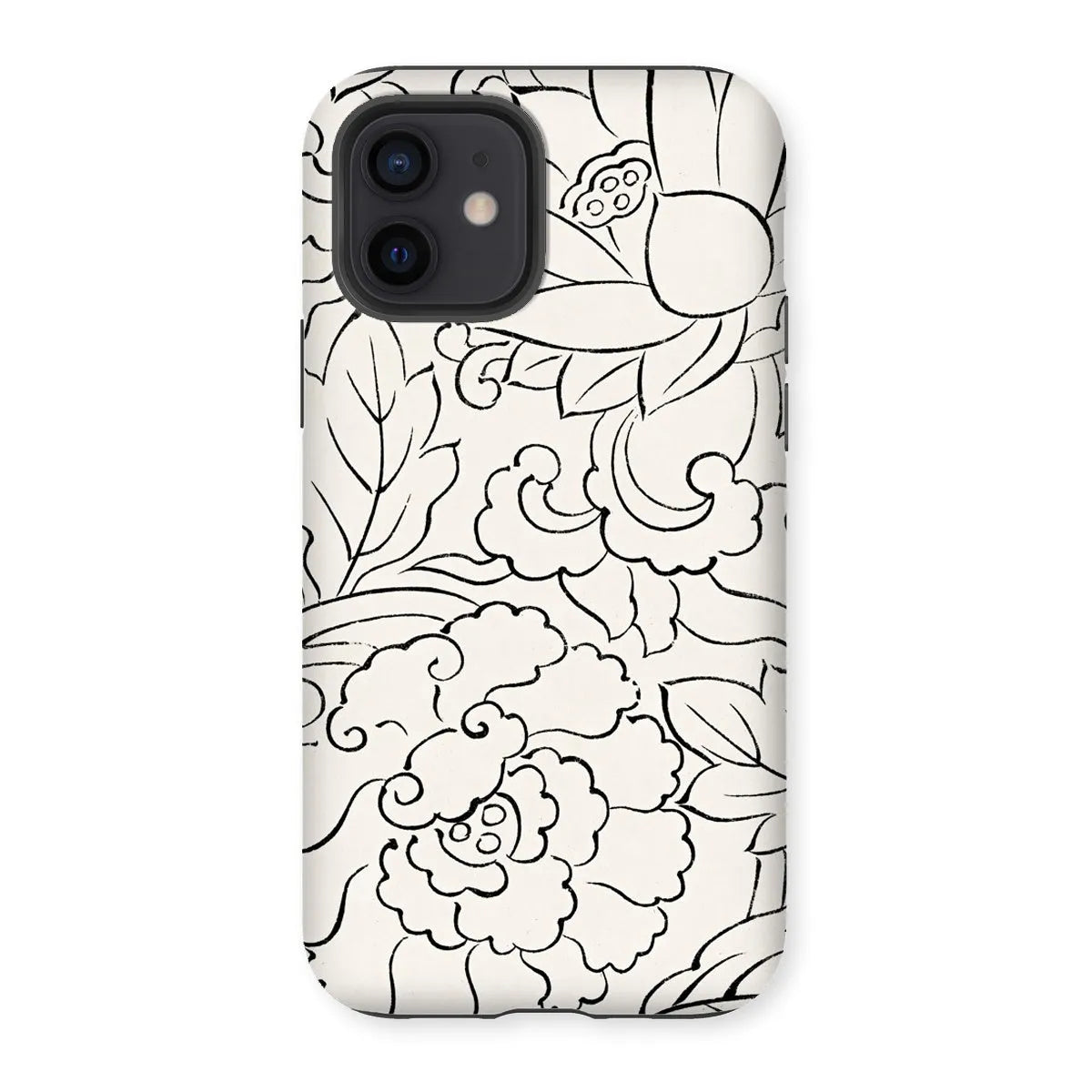Black & White Floral Woodblock Print Phone Case - Taguchi Tomoki - Iphone 12 / Matte - Mobile Phone Cases - Aesthetic