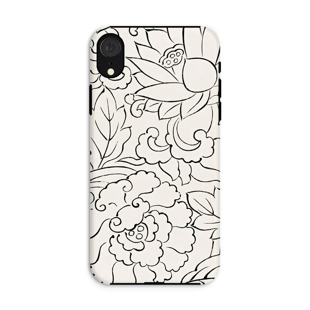 Black & White Floral Woodblock Print Phone Case - Taguchi Tomoki - Iphone Xr / Matte - Mobile Phone Cases - Aesthetic