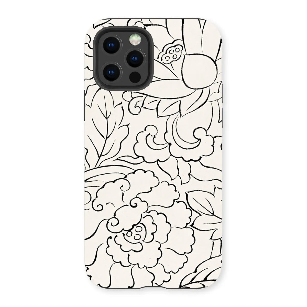 Black & White Floral Woodblock Print Phone Case - Taguchi Tomoki - Iphone 13 Pro / Matte - Mobile Phone Cases