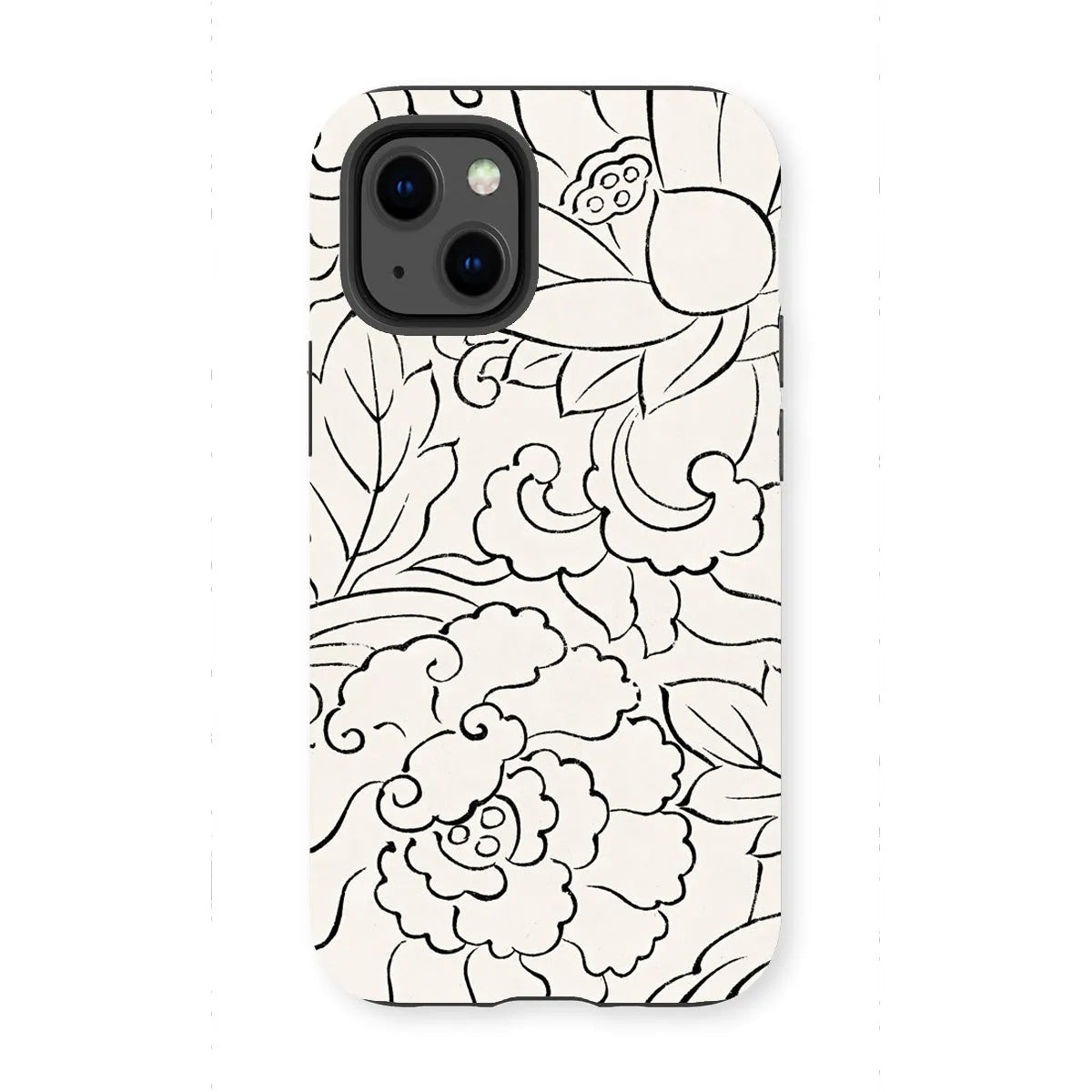 Black & White Floral Woodblock Print Phone Case - Taguchi Tomoki - Iphone 13 Mini / Matte - Mobile Phone Cases