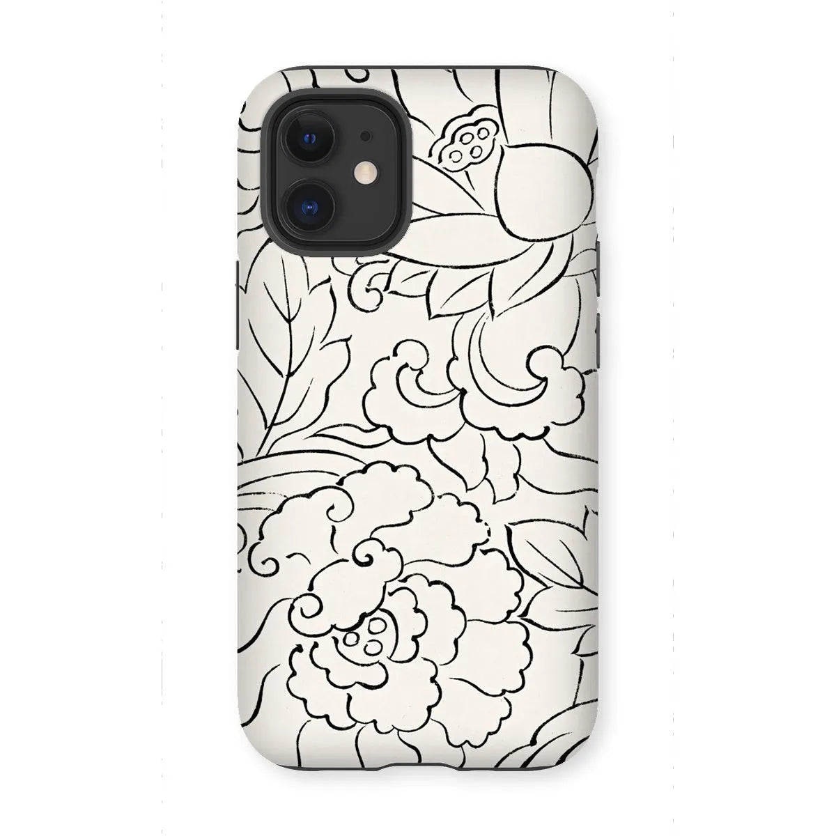Black & White Floral Woodblock Print Phone Case - Taguchi Tomoki - Iphone 12 Mini / Matte - Mobile Phone Cases
