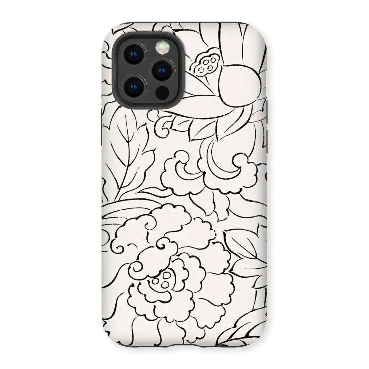 Black & White Floral Woodblock Print Phone Case - Taguchi Tomoki - Iphone 12 Pro / Matte - Mobile Phone Cases