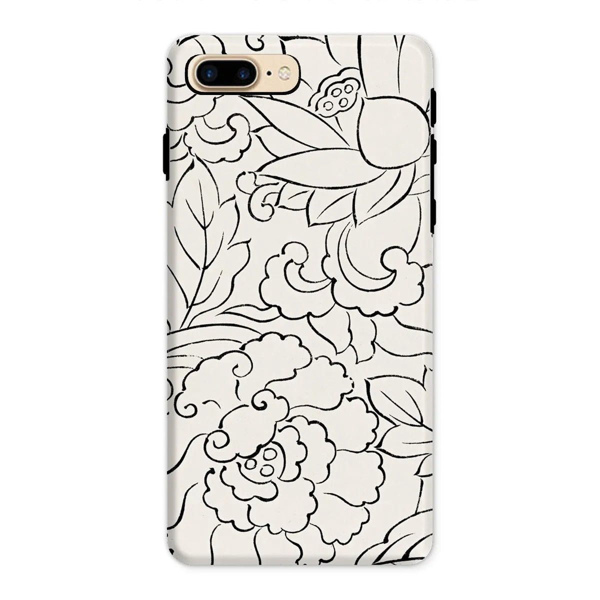 Black & White Floral Woodblock Print Phone Case - Taguchi Tomoki - Iphone 8 Plus / Matte - Mobile Phone Cases