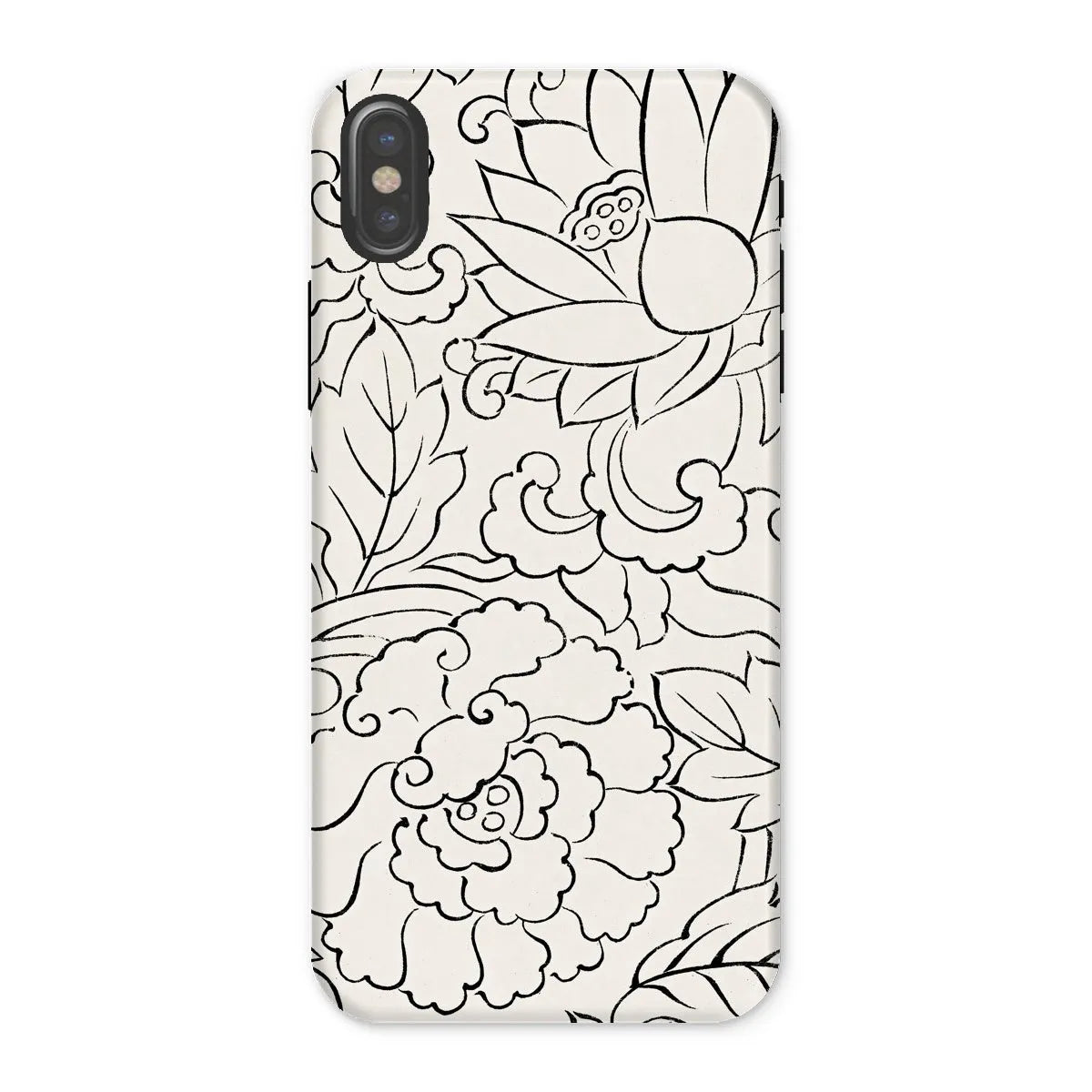 Black & White Floral Woodblock Print Phone Case - Taguchi Tomoki - Iphone x / Matte - Mobile Phone Cases - Aesthetic Art