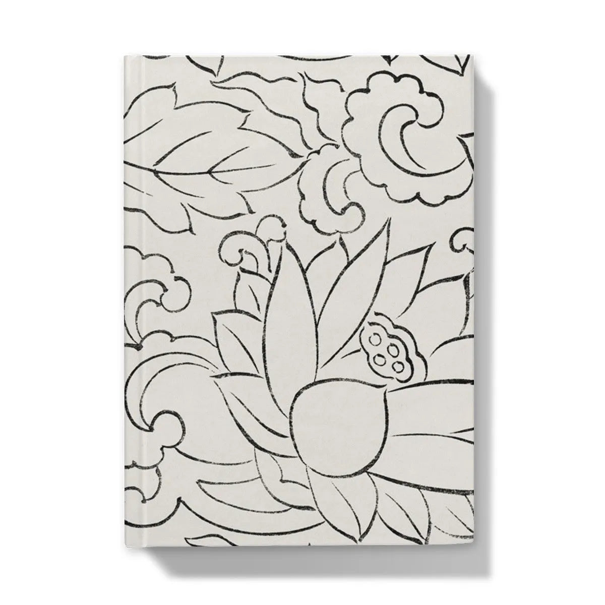 Black & White Floral Woodblock Print By Taguchi Tomoki Hardback Journal - Notebooks & Notepads - Aesthetic Art