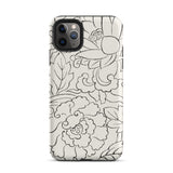 Black & White Florals - Taguchi Tomoki Iphone Case, 11 Pro Max / Matte, Floral-patterned Phone Case