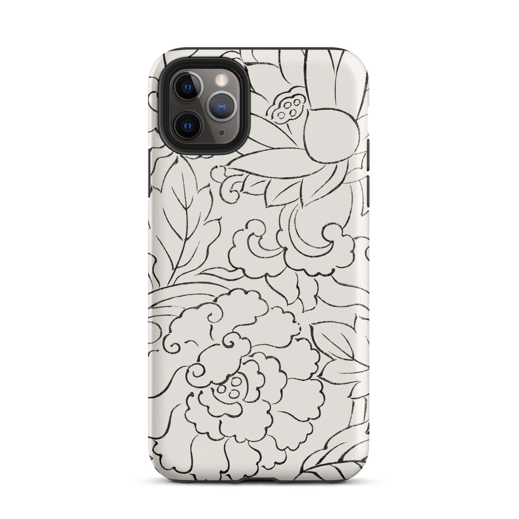 Black & White Florals - Taguchi Tomoki Iphone Case, 11 Pro Max / Tough Phone, Floral-patterned Phone Case