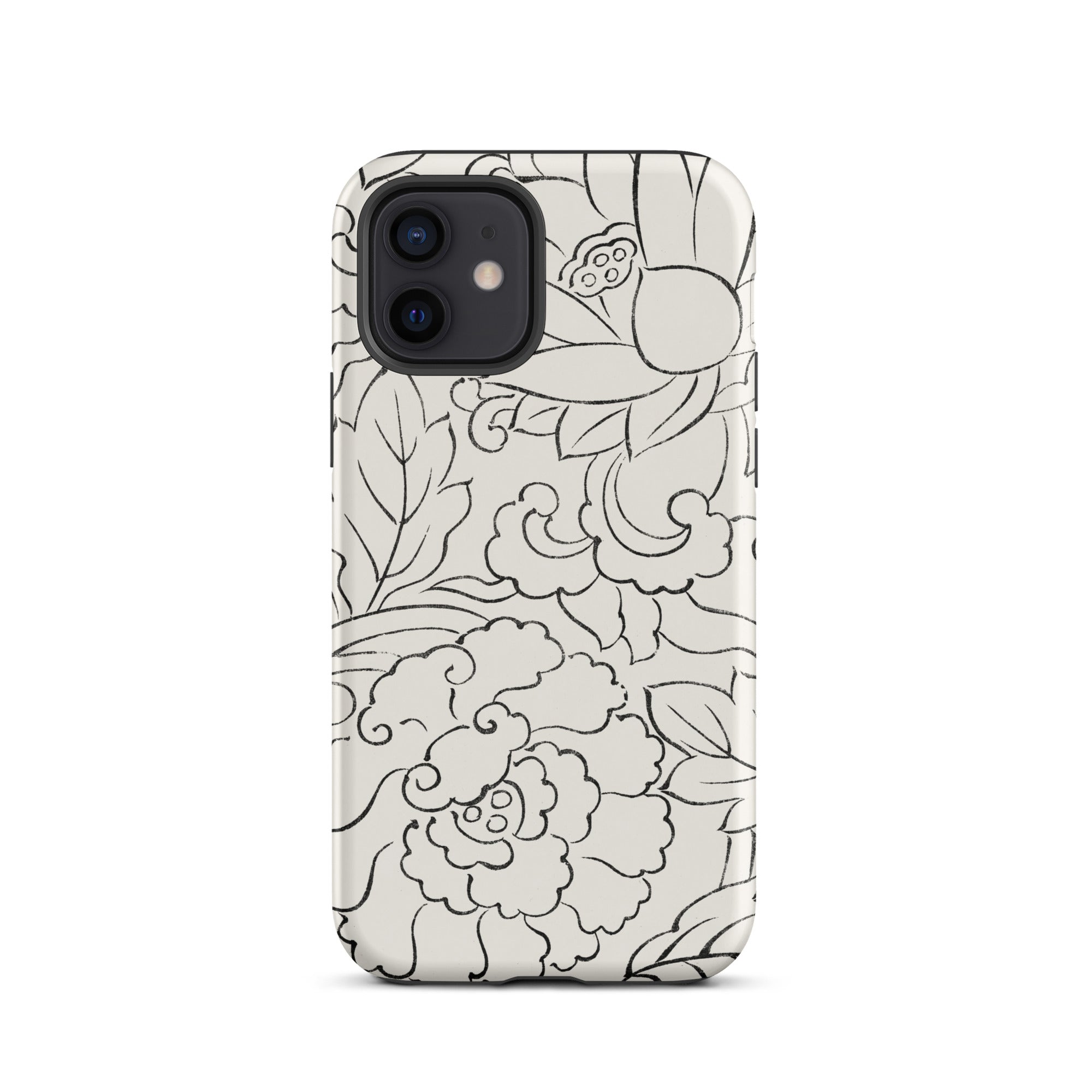 Black & White Florals Taguchi Tomoki Iphone Case, 12 / Matte, Floral Patterned Phone Case