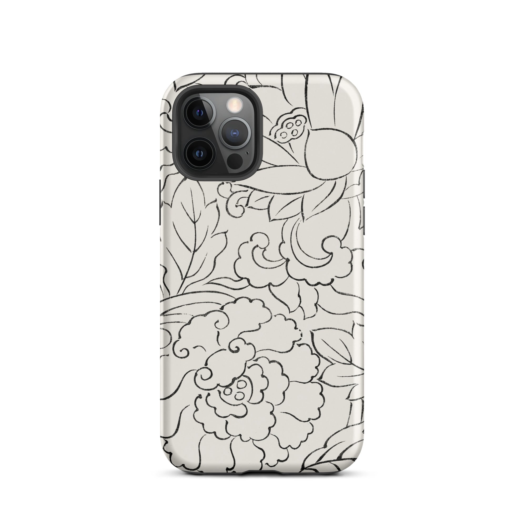 Black & White Florals Taguchi Tomoki Iphone Case, 12 Pro / Matte, Floral Patterned Phone Case