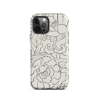 Black & White Florals - Taguchi Tomoki Iphone Case, 12 Pro / Matte, Floral Patterned Phone Case