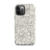 Black & White Florals - Taguchi Tomoki Iphone Case, 12 Pro Max / Matte, Floral-patterned Phone Case