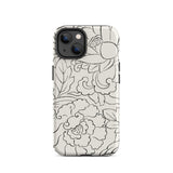 Black & White Florals - Taguchi Tomoki Iphone Case, 14 / Matte, Floral-patterned Phone Case