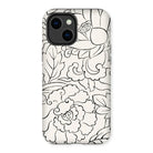 Black & White Florals - Taguchi Tomoki Iphone Case, 14 Plus / Matte, Iphone Case Black White Floral Pattern Design
