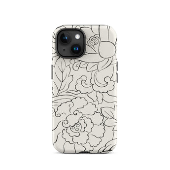 Black & White Florals - Taguchi Tomoki Iphone Case, 15 / Matte, Floral-patterned Phone Case