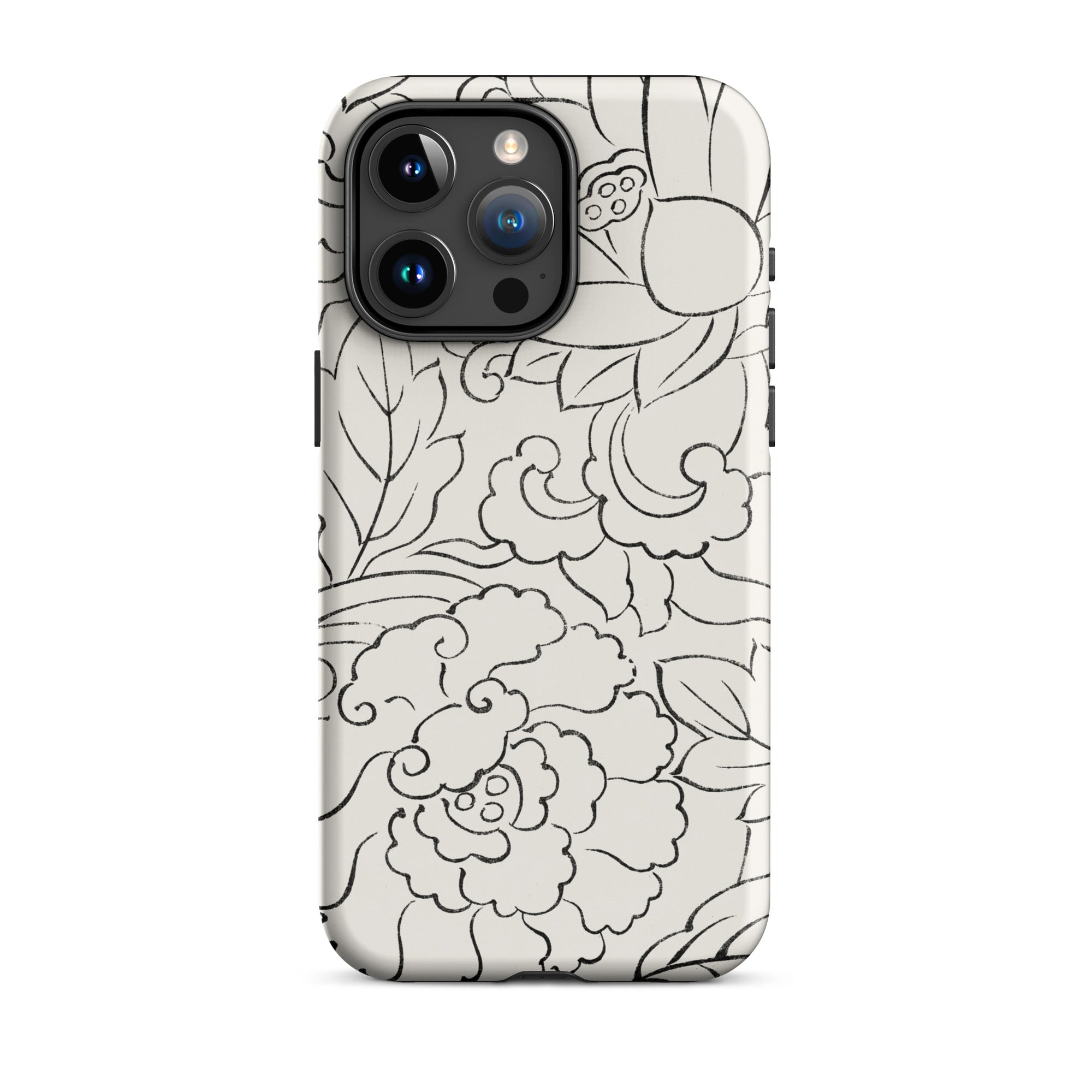 Black & White Florals Taguchi Tomoki Iphone Case, 15 Pro Max / Matte, Floral Patterned Phone Case