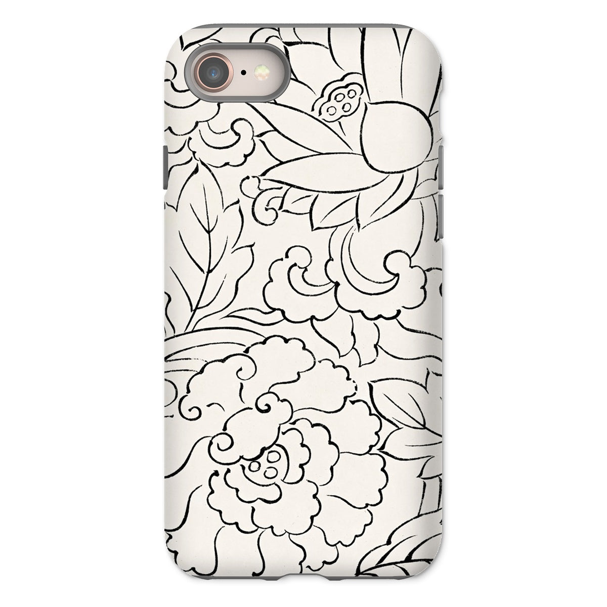 Black & White Florals Taguchi Tomoki Iphone Case, 8 / Matte, Phone Case Black White Floral Pattern Design