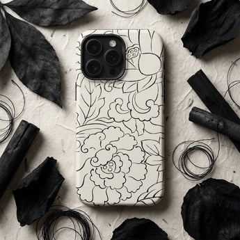 Black & White Florals - Taguchi Tomoki Iphone Case, Mobile Phone Cases, Toby Leon
