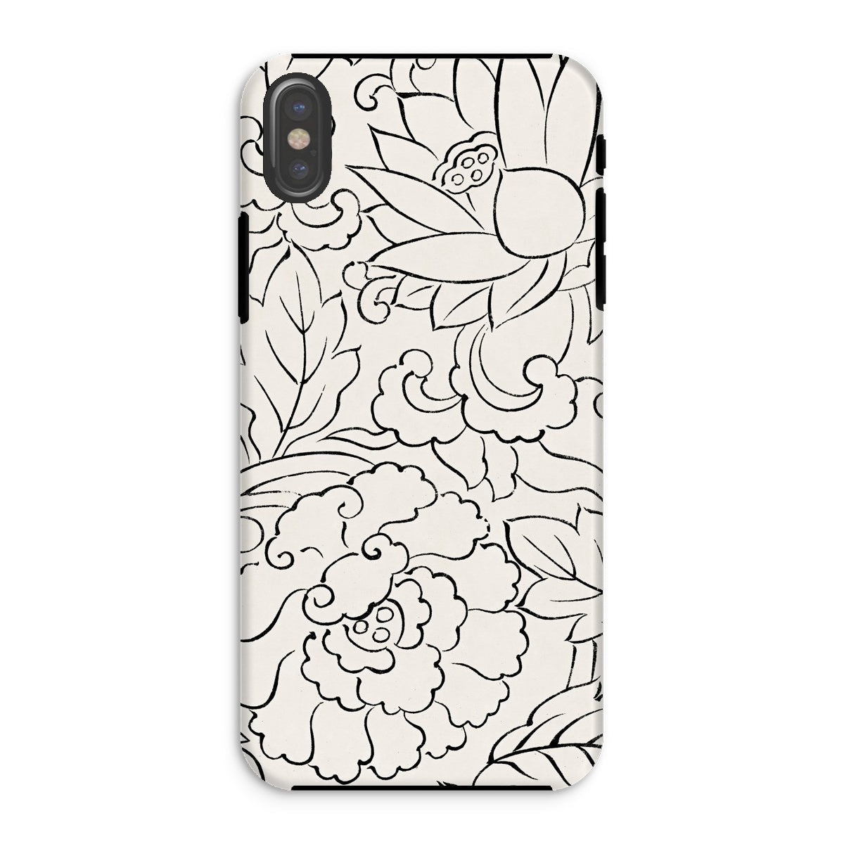 Black & White Florals - Taguchi Tomoki Iphone Case, Xs / Tough Phone, Iphone Case Black White Floral Pattern Design