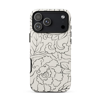 Black & White Florals - Taguchi Tomoki Phone Case Iphone 17 Pro Max / Matte White Floral Iphone 12 Case Black Outlines Matte Taguchi