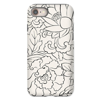 Black & White Florals - Taguchi Tomoki Phone Case Iphone 8 / Matte Phone Case Black White Floral Pattern Design Taguchi Tomoki, Vintage