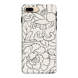 Black & White Florals - Taguchi Tomoki Phone Case Iphone 8 Plus / Matte Floral-patterned Smartphone Case Black Line Drawings White