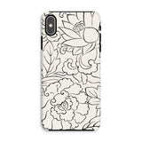 Black & White Florals - Taguchi Tomoki Phone Case Iphone Xs Max / Matte Floral Pattern Design, Vintage Japanese Woodblock Print, Catapults