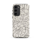 Black & White Florals - Taguchi Tomoki Phone Case Samsung Galaxy S23 Plus / Matte Sleek Off-white Phone Case Adorned Intricate Black