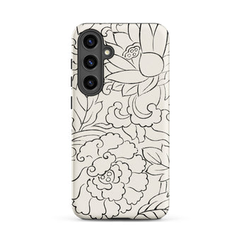 Black & White Florals - Taguchi Tomoki Phone Case Samsung Galaxy S24 Plus / Matte Sleek Phone Case Elegant Black-and-white Floral Design