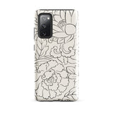 Black & White Florals - Taguchi Tomoki Samsung Case, Galaxy S20 Fe / Gloss, White Phone Case Black Floral Line Art